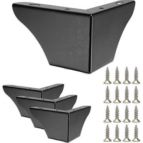 Quatre pieds de canapé modernes en métal de 7,5 cm - pieds de meubles élégants, compatibles avec canapés, lits, tables, etc. - faciles à assembler. (1/5)