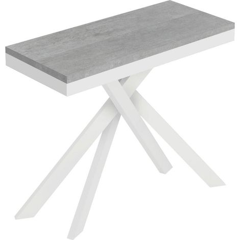 Consolle allungabile 90x40/196 cm Saki Small Evolution cemento telaio bianco (1/4)