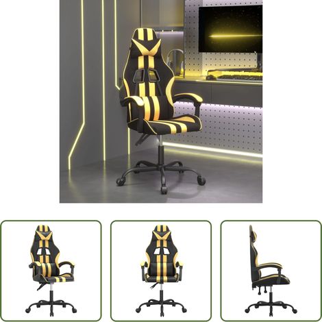 vidaXL Chaise de jeu avec dossier réglable -  Chaise de jeu Noir et doré Similicuir (1/5)