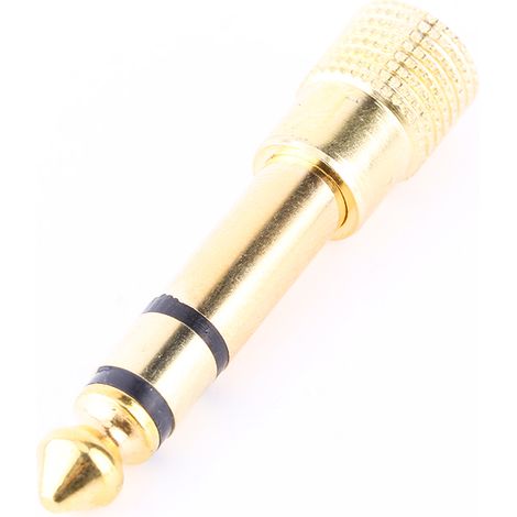 Adaptateur jack audio stéréo pour casque 3,5 mm femelle vers 6,5 mm mâle, couleur or (1/5)