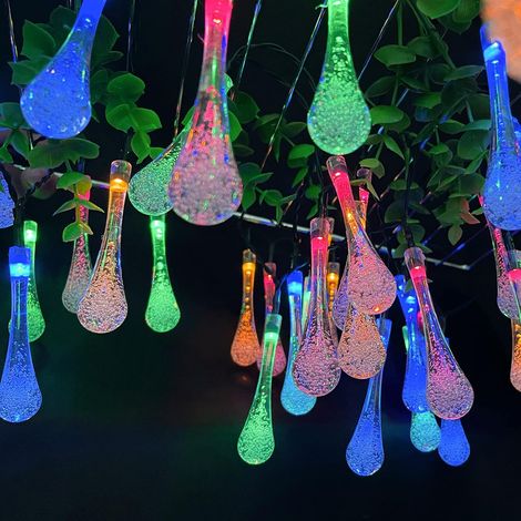 Guirlande lumineuse solaire 7M 50 LED Guirlande lumineuse 8 modes Étanche Gouttes d'eau Guirlande lumineuse de jardin (multicolore) (1/5)