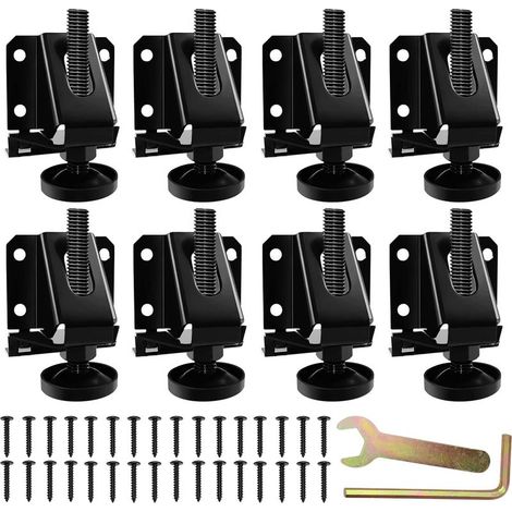 Lot de 8 Pieds De Nivellement De Meubles De Niveleur De Meubles Réglables Robustes pour meubles, écrous hexagonaux, pour table, armoires, établi, étagères et plus encore (1/5)