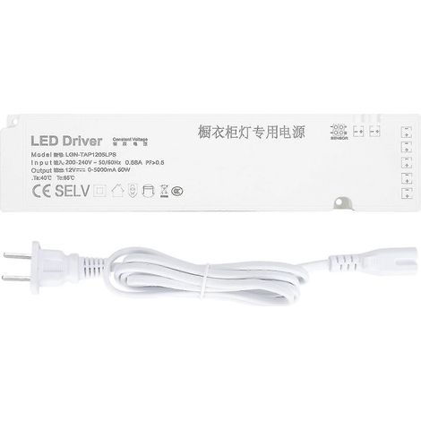 Transformateur d'alimentation pour lampe LED avec interface multiple étanche pour lampe d'armoire CN 220 V blanc (1/5)