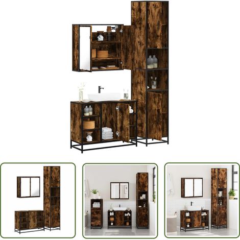 vidaXL Ensemble de meubles de salle de bain 3 pcs Chêne fumé