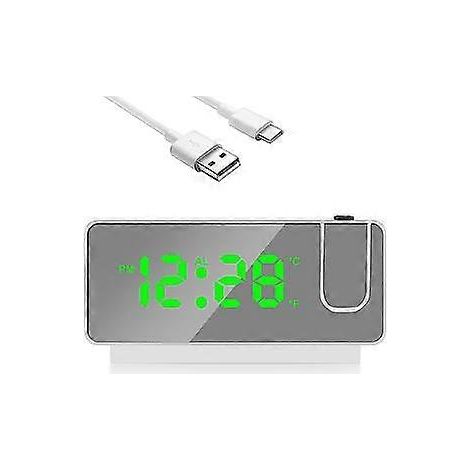 Réveil électronique de table à projection numérique LED avec projecteur d'heure, idéal pour la chambre à coucher. (1/4)