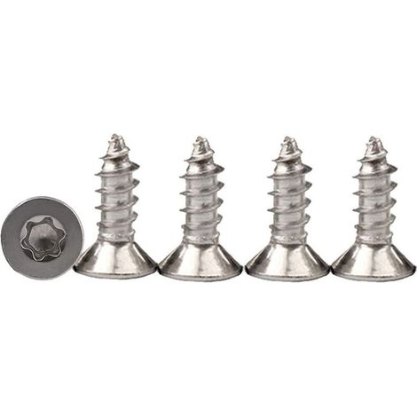 RHG 100pcs M3 x 10 Vis à bois à tête fraisée Torx entièrement filetée pour aggloméré A2 Vis autotaraudeuses en acier inoxydable Quincunx standard Fixation à filetage complet pour le