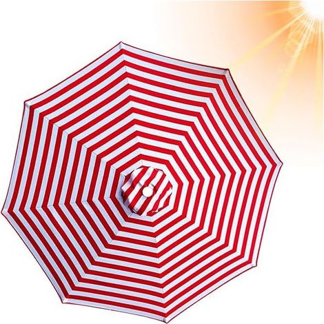 Parasol de terrasse de remplacement, résistant aux UV, au vent et à la pluie, adapté au jardin et à la plage, rouge 350 cm, 8 baleines (1/5)