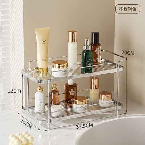 Scaffale per bagno in acciaio inox – Scaffale verticale design crema per lavabo, cosmetici e prodotti per toilette – Supporto a parete compatto per spazio ridotto