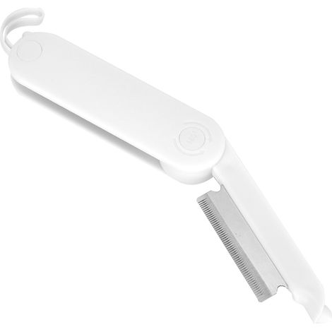 Brosse à poils en acier inoxydable pour animaux de compagnie, peigne de toilettage pour chien et chat, brosse plate pour démêler les nœuds, blanche (1/5)