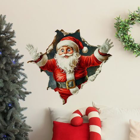 Stickers muraux créatifs de Noël, effet 3D, autocollants pour portes, repositionnables, 30 x 35 cm, 2 feuilles (1/5)