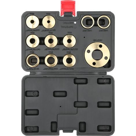 Kit de 11 guides de défonceuse en laiton avec adaptateur pour écrou de blocage. (1/4)