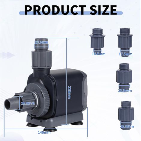 Pompe à Eau Submersible Réglable pour Aquarium Étang Fontaine et Piscine avec Nozzles Remplaçables