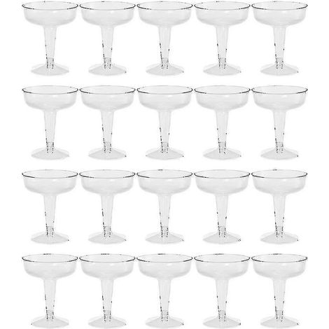 Lot de 20 verres à champagne transparents en plastique pour fêtes (1/5)