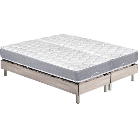 Ensemble relaxation S73+Matelas mousse Wave - 5 zones - 2x80x200 - Chêne clair (1/5)