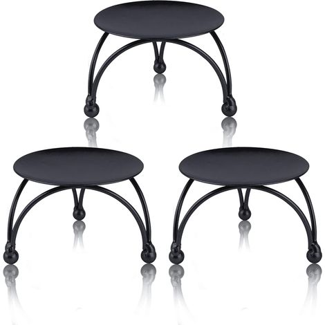 Lot de 3 bougeoirs, support en fer, design vintage, pour bougies piliers, décoration table mariage (1/5)