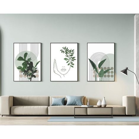 Lot de 3 images décoratives modernes, style bohème, plantes esthétiques, paysage naturel, plage, art abstrait, sans cadre, 30 x 40 cm (1/4)