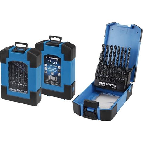 Estuche Azul Juego de 19 Brocas HSS DIN338 Diámetro 1 a 10mm BLUE MASTER (1/3)