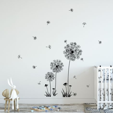 BEBUSINGOTO Wandaufkleber mit Löwenzahn-Print, abnehmbar, DIY-Wandkunst, Dekor-Aufkleber, Wandbilder für Zuhause, 1 Set (1/5)