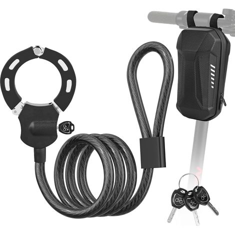 Antivol Trotinette Electrique, Cadenas Trotinette avec Clés et Sac Étanche, Antivol Menotte avec Housse de Protection en Silicone pour Scooters, Vélos, Poussettes (1/5)