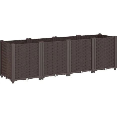 Pot de fleurs marron, dimensions 160x40x53 cm, en polypropylène. (1/5)