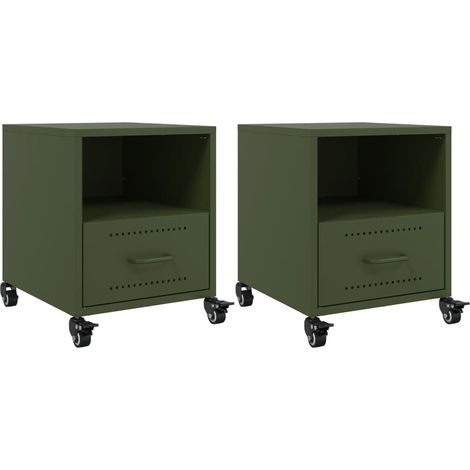 Maison Exclusive - Nachttische 2 Stk. Olivgrün 36x39x43,5 cm Stah