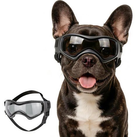 Lunettes de Protection réglables pour Chiens de Petite et Moyenne Taille, Anti-UV, Anti-Reflets, pour Chiens de Petite et Moyenne Taille, Noir