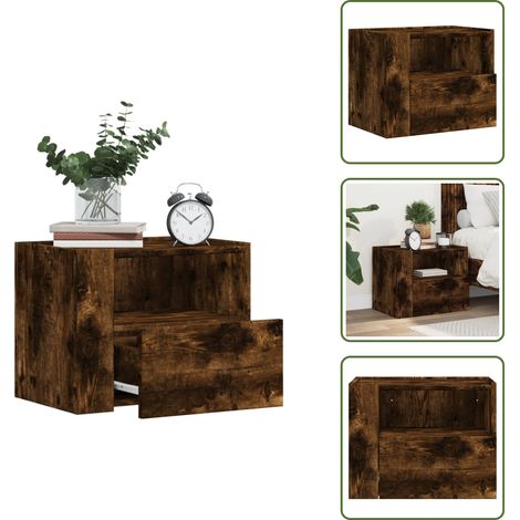 Table de chevet murale chêne fumé 45x30x35 cm - Table De Chevet Murale - Meuble De Chambre - Table De Nuit - Rangement Mural - Décoration Intérieure (1/5)