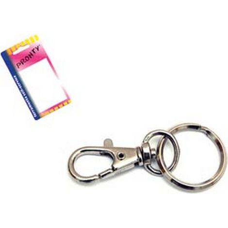 12BL MOSCHETTONE PICCOLO NICHELATO CON ANELLO IN BLISTER - mm.45, in bl.2 pz.
