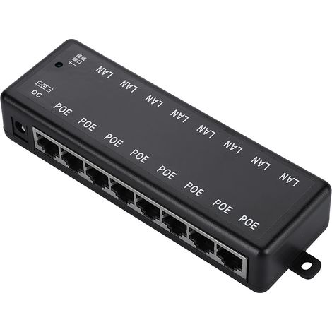 Injecteur PoE 8 Ports 12V‑48V, Alimentation Ethernet et Adaptateur Secteur (1/5)