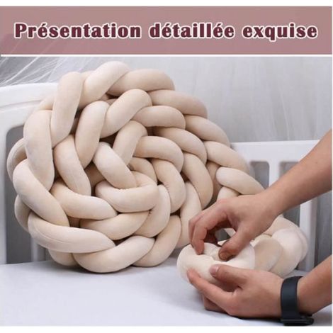 Tour de lit Tresse, 3 Brins 11-12cm Largeur Coussin tresse,Tours de Lit bébé fille tresse Protection Contre Les Lits Bébé, ( 1.5M) (1/4)