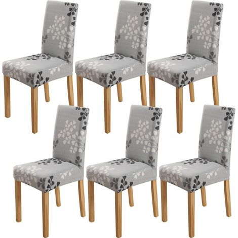 Stuhlhussen 6er Set, Stretch, abnehmbar, waschbar, für Esszimmerstühle, Herbstblätter-Design (1/5)