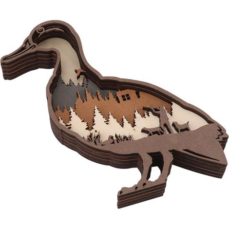 3D-Holzlampe, Wohnaccessoire, 3D-Holztierfigur mit LED, Ente (1/5)