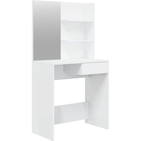 Toilette con specchio 74,5 x 40 x 141 cm bianco lucido 020006301