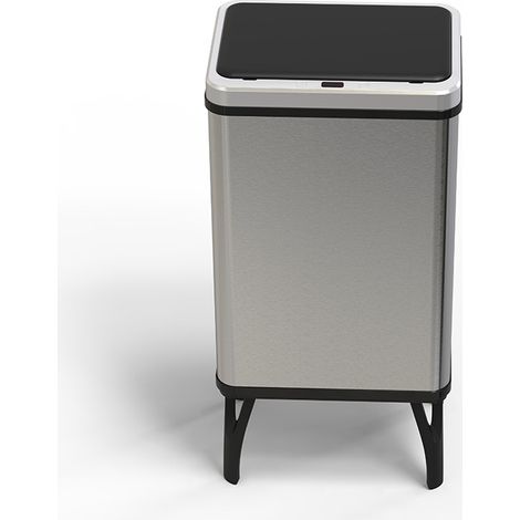 Poubelle à induction intelligente en acier inoxydable,30L, couvercle poussoir, design élégant, assemblage facile (1/2)