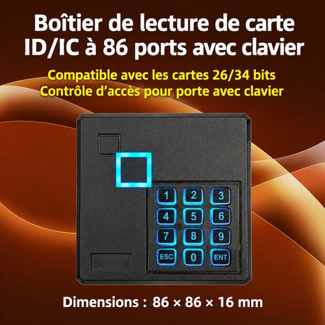 Lecteur de contrôle d'accès RFID ID avec clavier à code Wiegand 26/34 D502E, 200 g – Livraison gratuite (1/5)