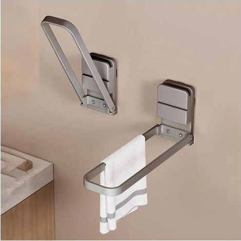 Porte Serviette Salle De Bain Ventouse, Porte Serviette sans Percage Support Mural, sans Percage Porte-Serviettes De Salle De Bain Mural(1 Pièce, Gris) (1/5)