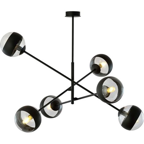 Lampadario Contemporaneo Udden Acciaio Nero 6 Luci E14 (1/5)