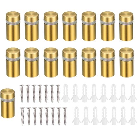 15 Pièces 12×20 mm Vis en Acier Inoxydable, Verre Standoff Fixations, Vis D'écartement, Verre Standoff, pour Fixations, Or (1/5)