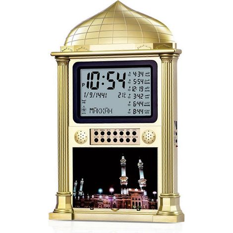 Réveil de bureau moderne en métal HA-4002 avec fonction snooze et réglage de la température, doré (1/5)