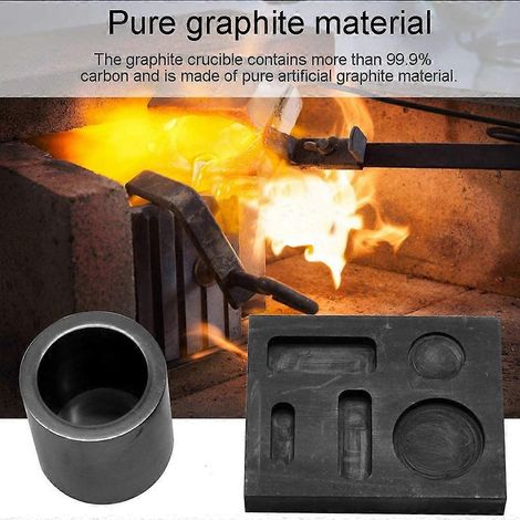 Ensemble de 5 creusets en graphite, moules à lingots, chalumeau en graphite haute pureté pour la fusion. (1/4)