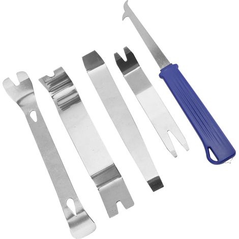 Kit 5 pièces Démonte-Enjoliveurs Levier Outil de Démontage Auto pour Panneaux Portière Tableau de Bord Radio Garnitures (1/5)
