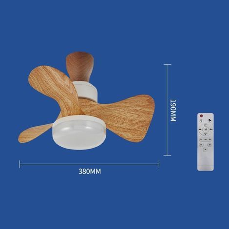 Ventilateur Douille E27 avec Éclairage LED 38cm, Télécommande et Intensité Variable 3CCT,Bois (1/4)