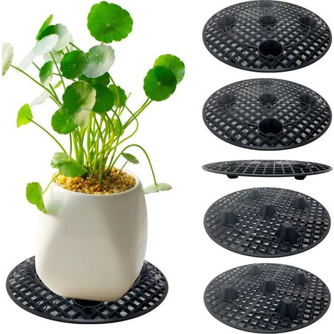 Lot de 6 grilles de drainage, pots de fleurs en plastique, coussinets en maille, 20 cm, grille, pot de fleurs rond pour intérieur, balcon, extérieur, jardin (1/5)