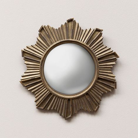Miroir Convexe Halo Campagne résine doré 20x20cm (1/5)