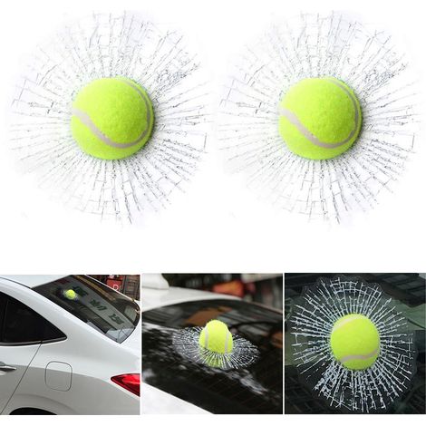 autocollants 3D effet verre fissuré - Autocollants verre cassé baseball, autocollants voiture amusants, autocollants farce tennis, autocollants verre fissuré (1/5)