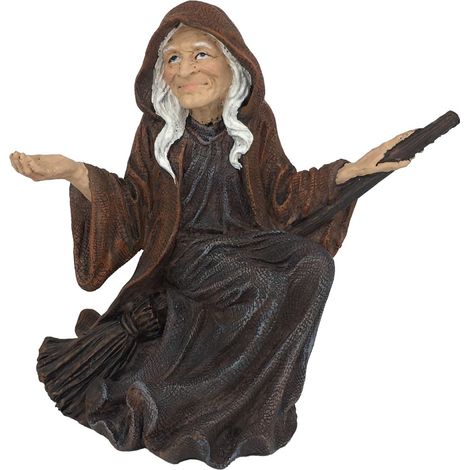 Statuetta fantasy in resina marrone strega 14,5 cm x 9 cm x 15 cm