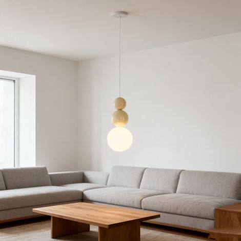 Lustre globe, lustre LED moderne, lustre de plafond de salle à manger, luminaire d'îlot de cuisine rétro, lumière chaude 3000K (jaune) (1/5)