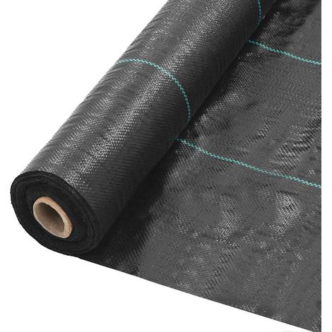 Toile de paillage anti-mauvaises herbes en PP noire 1 x 50 m avec rayures vertes - PANGIVO (1/4)