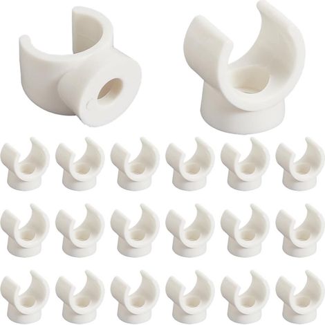 Lot de 20 colliers de serrage PEX 10 mm - Supports de tuyaux - Fixation pour tuyaux PVC - Crochets en U en plastique blanc - Colliers de serrage pour tuyaux d'eau (1/4)