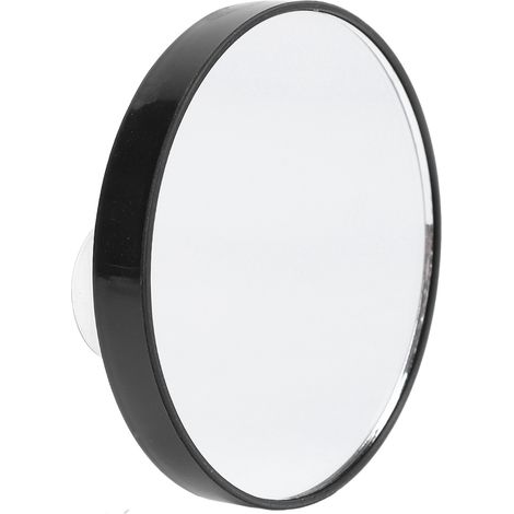 Miroir grossissant 10x de 7,5 cm avec 2 ventouses, fixation facile, forme ronde, idéal pour le maquillage à la maison et en voyage (noir). (1/5)